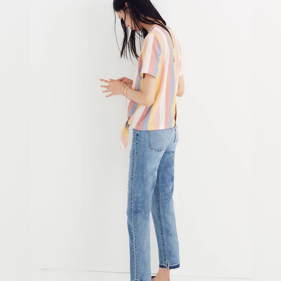 Madewell Button - Back Tie Tee In Sherbet Stripe - Picture 9 of 14